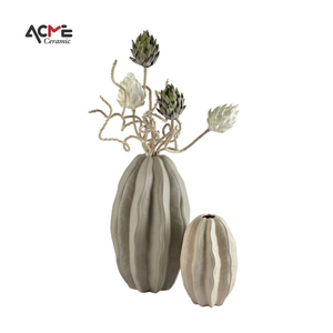 Florero moderno nórdico hecho a mano para decoración del hogar, jarrón de lujo con rayas onduladas naturales, blanco mate, piezas de arte, jarrón - Product Image 2