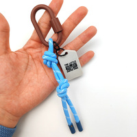 Pendentif de sac promotionnel en corde tressée, sangle tissée multicolore avec logo personnalisé, accessoires en gros