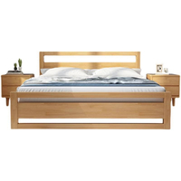 Lit double en bois massif de style japonais moderne américain, taille Queen, fabriqué en Chine par Haavk, durable et écologique, meubles de chambre à coucher