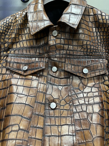High quality crocodile leather Real leather <b>biker</b> <b>jacket</b> Classic motorcycle <b>jacket</b> - Product Image 6