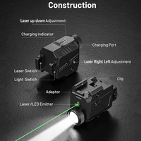 Senter Portabel Sinar Laser Hijau Putih 800 Lumens Combo Tahan Air Dapat Diisi Ulang Murah Senter ABS