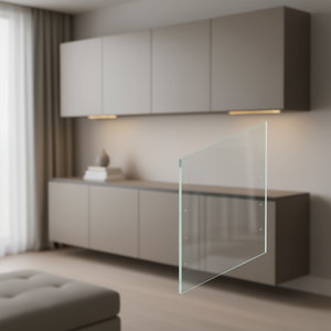 Panneau latéral en verre trempé 80x100 mm, 10 mm d'épaisseur, extra clair, pour armoires murales et autoportantes - Product Image 2