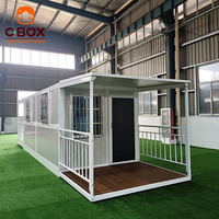 Maison pliable Cbox à double porte, avec deux terrasses, balcon avant et arrière, design modulaire, maison préfabriquée pliable en conteneur