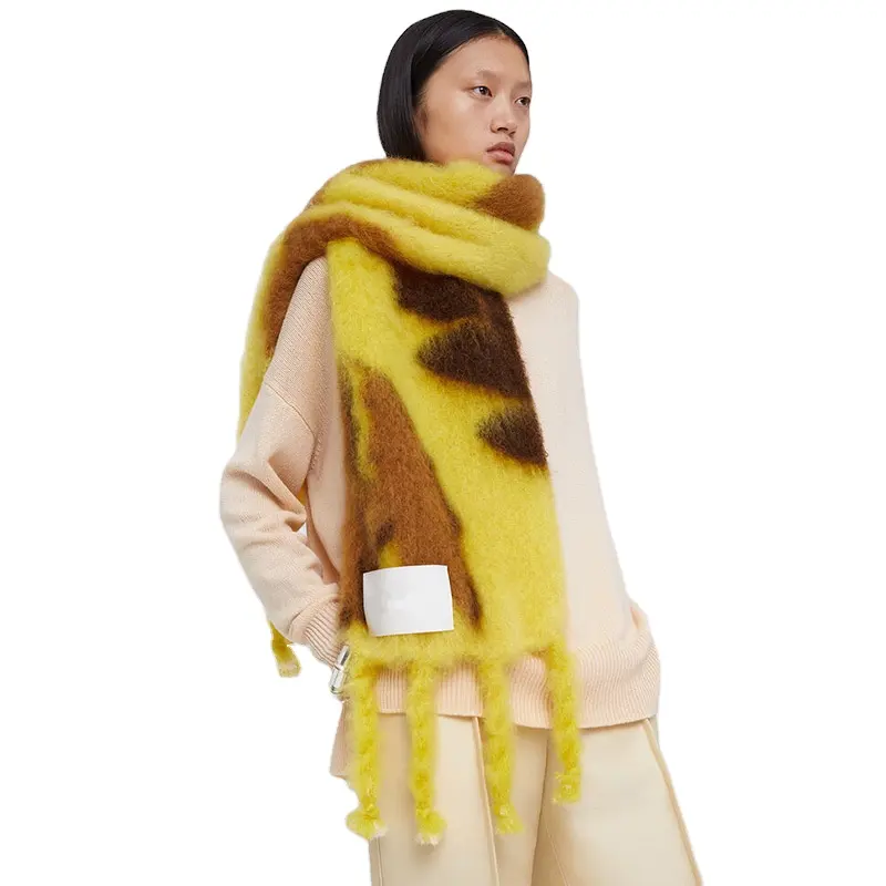 अल्पसंख्यक डिजाइन पत्ती मुद्रण हाथ knotted लटकन कश्मीरी दुपट्टा महिलाओं की सर्दी में गर्म गर्दन शाल पुरुषों फैशन के सामान मफलर
