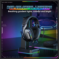 Onikuma X12 Hitam RGB Headset Gaming Populer USB 3.5mm Kabel Berkabel Panjang 2.2m Headphone Over-Ear Kontrol Sentuh untuk Anak Muda