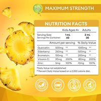 Marque privée 100% gouttes liquides naturelles de quercétine 5 en 1 avec bromélaïne sureau pour la santé immunitaire et les soins de la peau