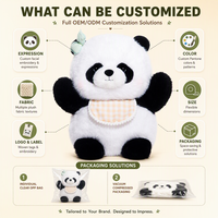 Jouets en peluche panda noir et blanc uniques, cousus à la main, personnalisation OEM basée sur vos designs, rembourrés de tissu doux.