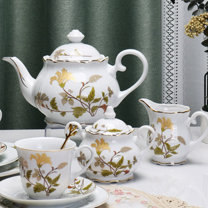 Ensemble de tasses et soucoupes à café et thé au design floral européen, théières élégantes, idée cadeau, service à thé de voyage, pot à thé avec poignée, plateau à thé - Product Image 5