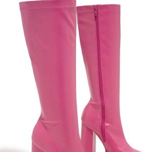 Botas de Invierno Modernas de Tacón Alto con Plataforma y Diseño Occidental, Color Morado a Cuadros, Antideslizantes, Cálidas y Sexys para Mujer - Product Image 3