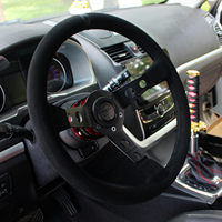 Setir Balap 14-inci Cekung Berbahan Suede dengan Sistem Lepas-Pasang Cepat untuk Mazda 6/Lingzhi/Fit/Swift/Lancer Evolution OLIVER Fitment