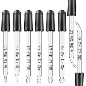 Bán Buôn 1Ml Thủy Tinh Nhỏ Giọt Với Màu Đen Đầu Tròn Đầu Thẳng Khuỷu Tay Đầu Hiệu Chuẩn Thủy Tinh Pipet Cho Tinh Dầu Chai - Product Image 1
