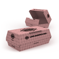 Boîte à emporter pour hamburger carrée, boîte d'emballage alimentaire en carton avec logo personnalisé