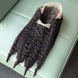 Cabello humano sin procesar, pelucas con frente de encaje 13x4, cabello rizado español, 200% de densidad, color negro natural, alta calidad - Product Image 2