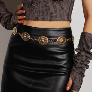 Carved Bohemian Ethnic Style <b>Metal</b> Waist <b>Chain</b> Light Luxury All-match Pants <b>Chain</b> Body <b>Chain</b> Female Waist Decoration - Product Image 1