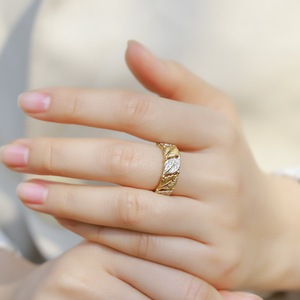 Anello Artigianale Italiano in <span class=keywords><strong>Argento</strong></span> Sterling 925 Placcato Oro 14k, Stile Retrò di Lusso, Gioiello di Alta Gamma per Donna - Product Image 5