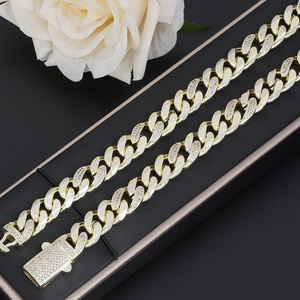 JXX Joyería Hip Hop, Cadena Cubana de Latón Chapado en Oro de 14K de 10mm, Collar de Zirconia para Hombre - Product Image 6