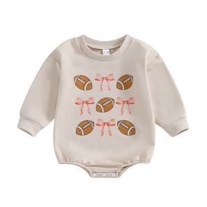ชุดเด็กทารกแรกเกิด เสื้อผ้าเด็กผู้หญิงผู้ชาย ชุดฤดูใบไม้ร่วง เสื้อสเวตเชิ้ต ชุดรอมเปอร์ ชุดฤดูหนาว ชุดน่ารัก ลายฟุตบอล โบว์ผูกผม แขนยาว - Product Image 1