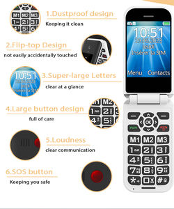 Sbloccato per anziani funzione di telefono SOS chiamata rapida inglese russo <span class=keywords><strong>tastiera</strong></span> cellulare schermo Display fotocamera Flip telefono cellulare - Product Image 2