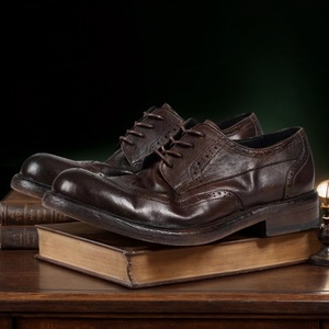 Chaussures habillées pour hommes en cuir véritable faites à la main, originales, de créateur, avec lacets, cousues en Italie, pointues, imperméables, collection Premium 2025 - Product Image 6