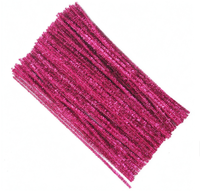 Vente en gros de tiges en chenille pailletées 6mm 30cm, bâtonnets décoratifs colorés et duveteux pour loisirs créatifs, fleurs et décorations de Noël