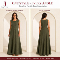 Robe longue en lin pour femme, personnalisée par Joydressing Factory, sans manches, avec empiècements, coupe évasée, décontractée pour l'été, OEM ODM