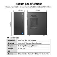 Computadora de Escritorio AOC Rongguang T200 I5 12700 16G 1T de Estado Sólido, para Oficina en Casa, Diseño y Juegos con una Sola Pantalla