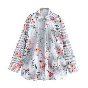 2025 estampado personalizado rayas florales de talla grande blusas para mujer Camisas Blusas Bloomes para mujer blusas y camisas para mujer - Product Image 2