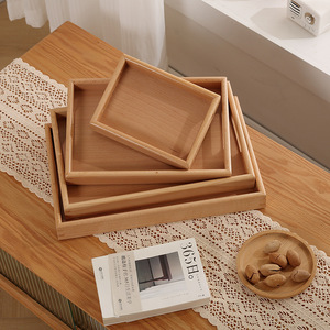 Rectangular Beechwood <b>Tea</b> <b>Tray</b> With Black Walnut Handles For Serving Teacups And Dishes Hotel Coffee <b>Tea</b> Use - Product Image 1