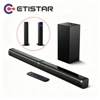 Système de son surround 3D pour téléviseur intelligent Etistar 2 en 1, barre de son détachable en bois, caisson de basses sans fil