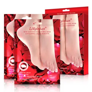 Private label footmask organic Rose Exfoliating Foot Peeling Mask skin Peeling Foot Mask Sock Foot Mask