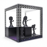Vitrine personnalisée en acrylique transparent avec support intégré et panneaux imprimés sur mesure pour objets de collection