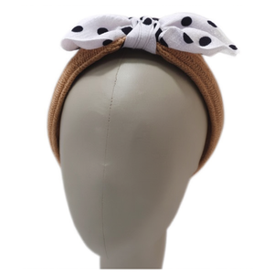 Bandeau à pois avec nœud et bande élastique pour femmes et filles, accessoire de mode - Product Image 1