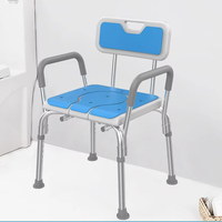 Chaise de toilette et de douche 2-en-1 confortable, réglable en hauteur et en largeur, avec accoudoirs de soutien, siège de bain pour soins infirmiers