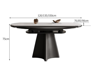Juego de mesa de comedor de extensión redonda <span class=keywords><strong>8</strong></span> sillas Mesa de comedor de piedra sinterizada de China - Product Image 3