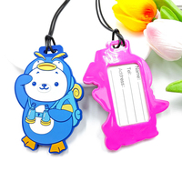 Étiquette de bagage en PVC de dessin animé, personnalisée, créative, en caoutchouc souple, avec pochette pour carte d'embarquement, pour valise de voyage