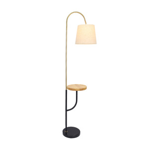 Minimalist <b>Floor</b> <b>Lamp</b> with Tray White Drum <b>Shade</b> LED E26 Base Metal Body Dimmable Soft Warm White Light 3500K Adjustable Height - Product Image 2