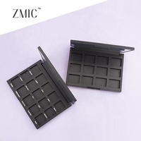 Palette de fards à paupières vide personnalisée noire de 12 ou 15 couleurs, étui de maquillage rectangulaire multicolore avec couvercle imprimé, emballage cosmétique
