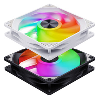 Ventilateur PC à roulement fluide ARGB SNOWMAN AK120-BK-ARGB 120 mm - Fonctionnement silencieux, débit d'air élevé 45 CFM pour le refroidissement du boîtier d'ordinateur