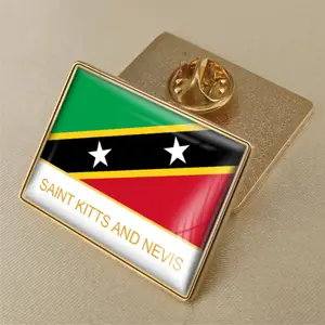 Kualitas tinggi bendera Nevis gel kristal drop lencana bros bendera lencana dari semua negara di dunia