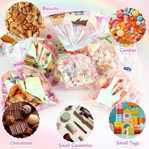 Sacs en cellophane BOPP irisés holographiques roses 4x6 et 5x11 pouces, avec attaches torsadées robustes pour bonbons, friandises, chocolats, supermarché - Product Image 2