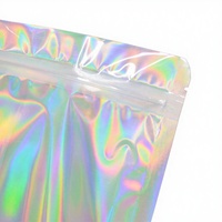 Sac en Mylar transparent holographique imprimé en héliogravure, résistant à l'humidité, avec fenêtre transparente et fermeture éclair pour l'emballage d'aliments pour animaux de compagnie