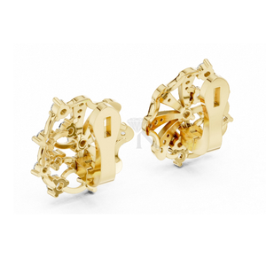 Boucles d'oreilles en diamant ajouré complexe avec fermoir à charnière, bijoux fins élégants et minimalistes, parfaits pour les femmes - Product Image 2