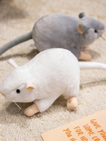 Jouets en peluche souris en coton PP simulé mignon et moelleux de 17 cm, blanc/gris, OEM/ODM