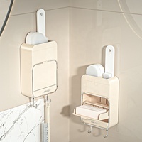 Ensemble de porte-savon mural, porte-savon en plastique imperméable avec couvercle, organisateur de rangement pour salle de bain et cuisine