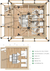 Tienda de Campaña de Lujo Tipo Safari 1-4 Personas, Glamping Lodge con Baño, Prefabricada, Escapadas Únicas, Cabaña Expandible Tipo Contenedor para Hotel, 4 Estaciones - Product Image 6