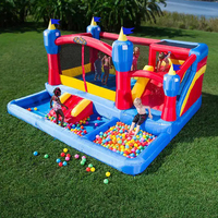Nuevos juguetes inflables para niños al aire libre multicolor Songfa, Tobogán grande, trampolín travieso con castillo duradero