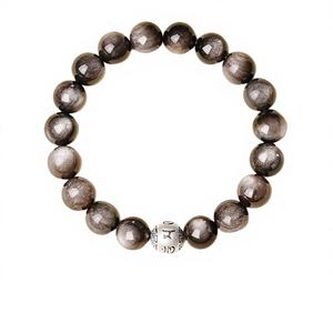 Perle di Cristallo Naturale Fatte a Mano in Oro e Argento Sterling con Motto a Sei Caratteri, Pietra Nera Scintillante, Benefici per Dipendenti - Product Image 1