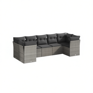 Grey PE <b>Rattan</b> Modular Garden <b>Sofa</b> Set Outdoor Furniture Contemporary Design High-Density Foam Cushions - Product Image 1