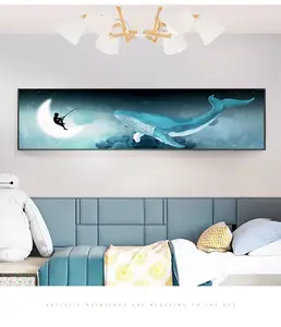 Cartoon whale bedroom bedside painting warm children's room mural wholesale home decor wall painting