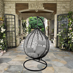 Silla colgante columpio doble individual de estilo moderno, muebles de jardín para patio exterior con base de acero, mimbre de ratán para uso en Parque - Product Image 2